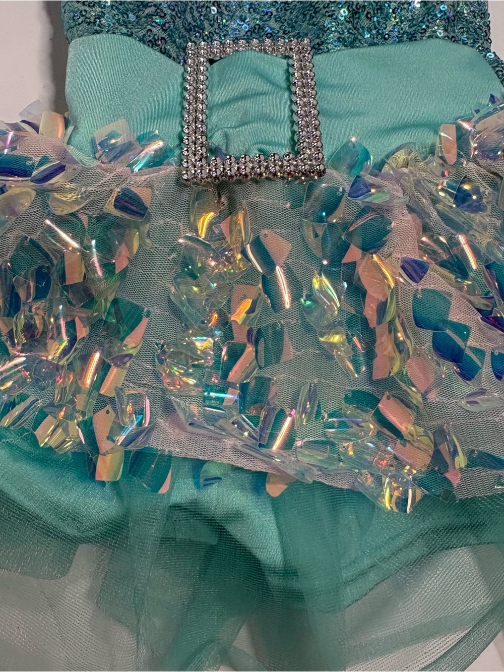 Gracie Girls Dance Costume SC Small Blue Sequin Shorts Tutu 18-24 Mo/ 2T - Picture 2 of 10